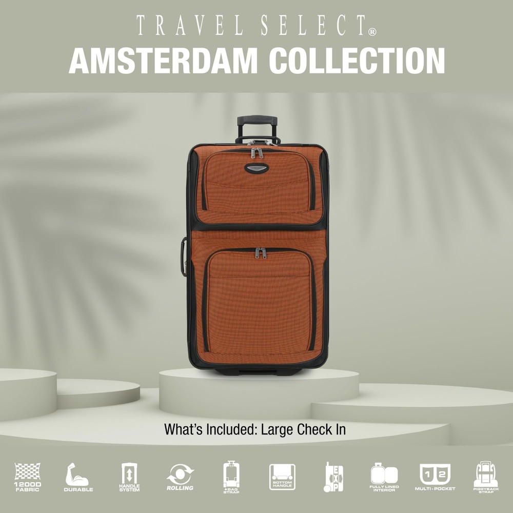 Amsterdam Softside Expandable Luggage with Rolling Wheels, Gray, 29-Inch Large