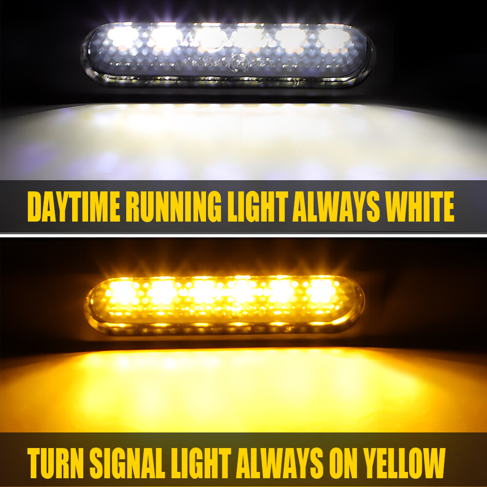 2X Front Motorcycle 39mm Fork White Amber LED DRL Turn Signal Light Indicator