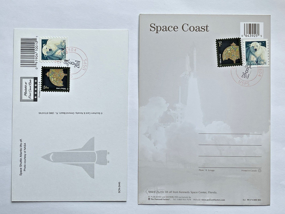 SPACE SHUTTLE POSTCARDS POSTMARKED JULY 8 2011 LAST SHUTTLE FLIGHT ATLANTIS NASA