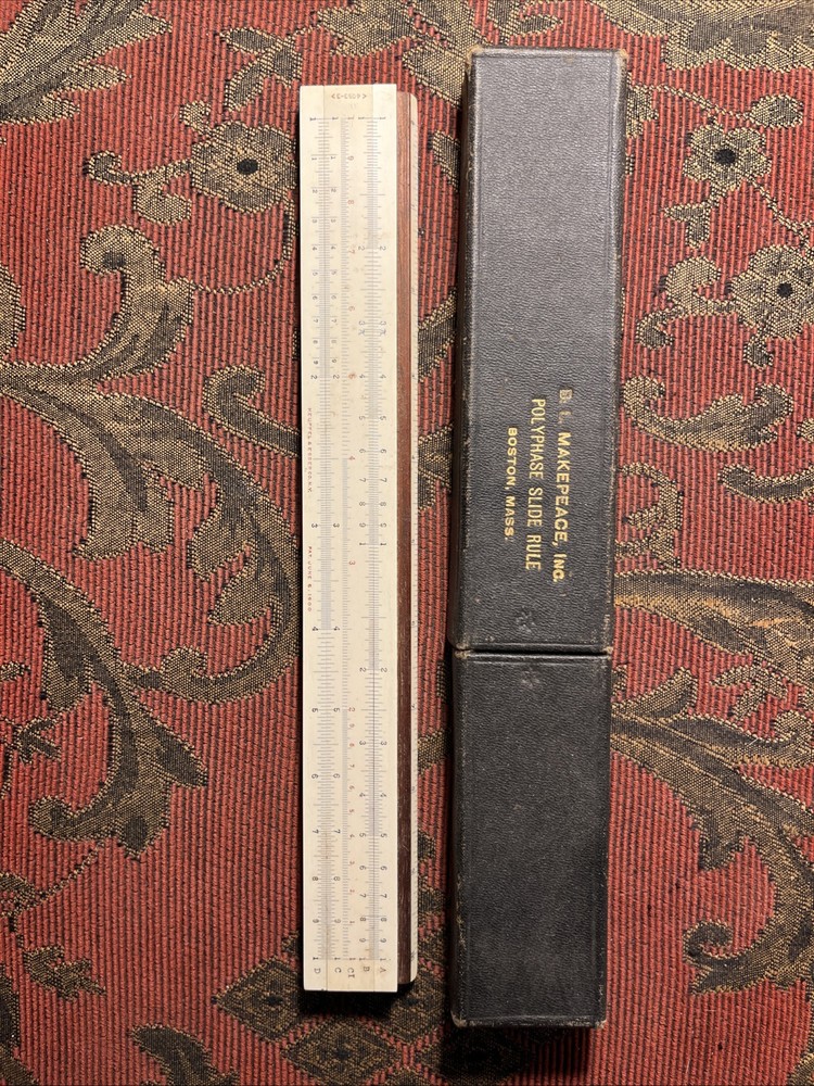 K&E Polyphase slide rule (sliderule) 4053-3; with case;  mahogany