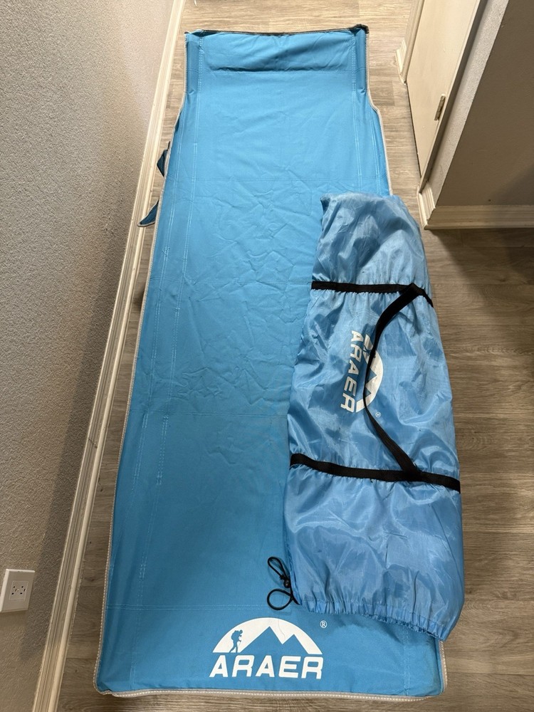 ARAER CAMPING COT, Light Blue, 450LB RATING