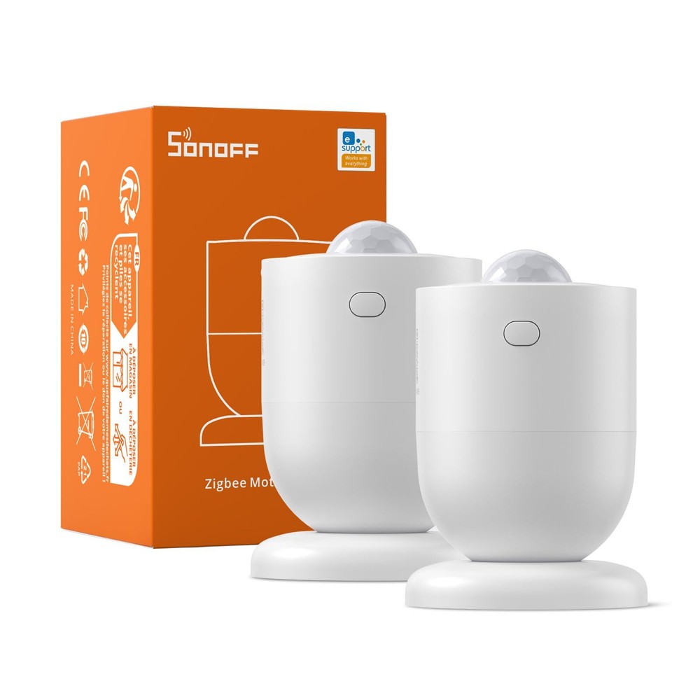 2 Pack SONOFF ZigBee PIR Motion Sensor Smart Home Wireless Security Detect Alarm
