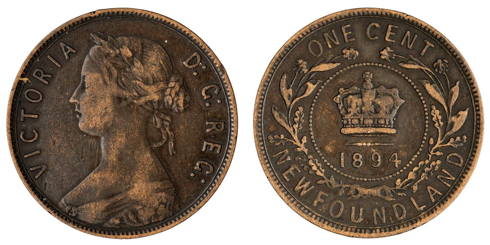 Canada. Newfoundland 1894 Bronze Large Cent, VF-EF KM-1
