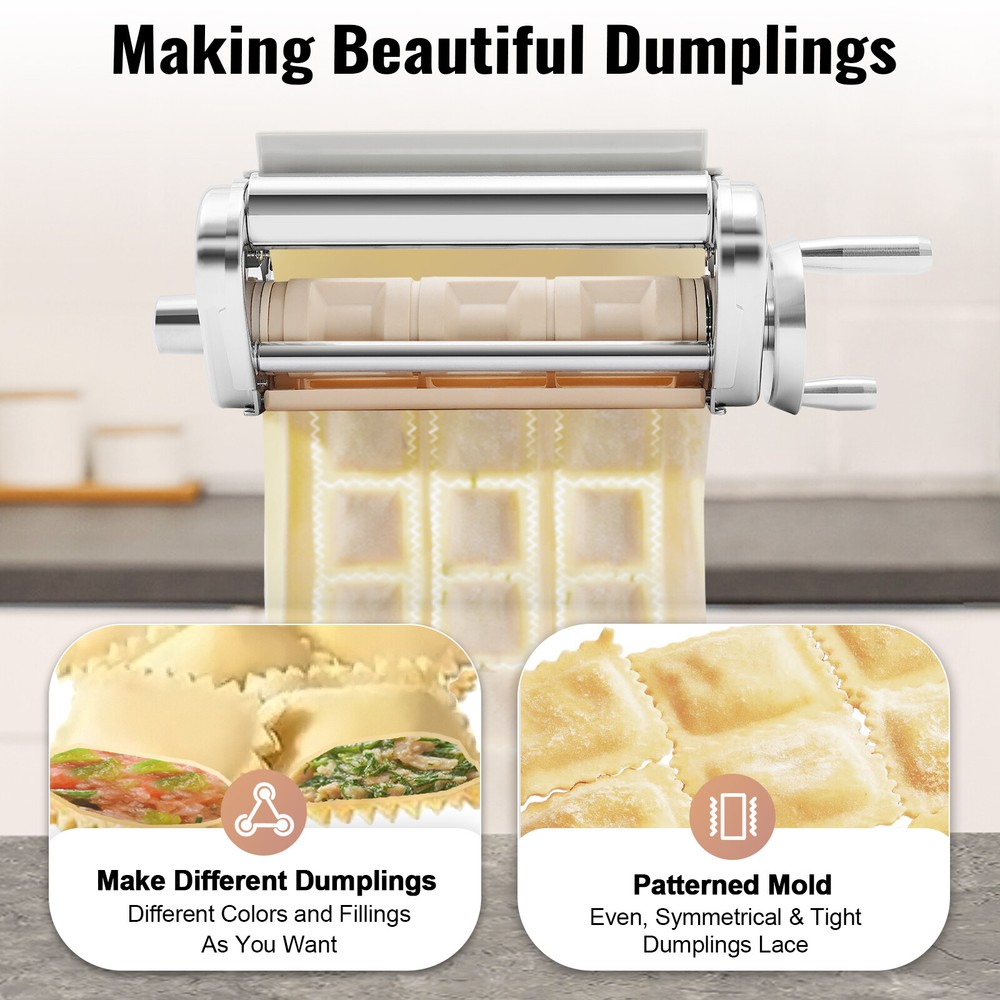 Pasta Attachment + Ravioli Maker Attachment for Kitchenaid Stand Mixers Silver
