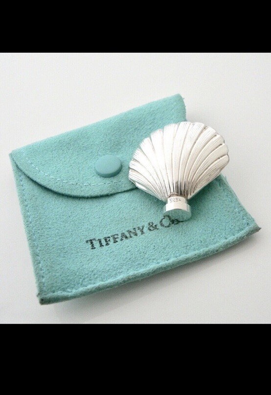 Tiffany & Co Sterling Scallop Shell Chatelaine Perfume Bottle w/ Pouch-A2929