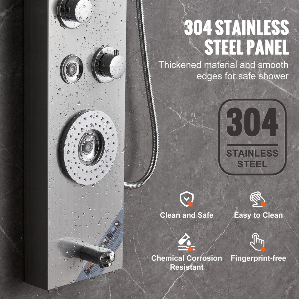 Shower Panel Tower System 6 Modes LED & Display Stainless Steel Rainfall