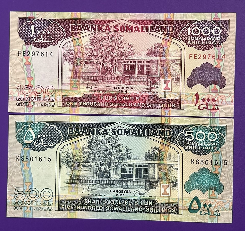 Somaliland.  500, 1000 Shillings  2011 - 2014  UNC