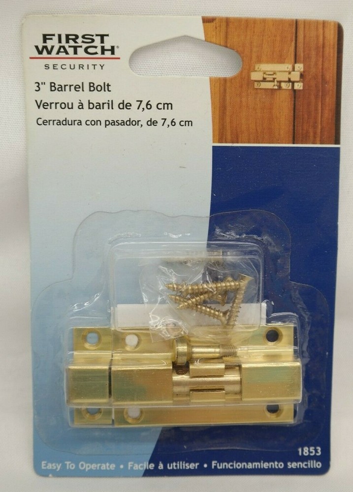 3" Barrel Bolt Door Lock Brass first watch