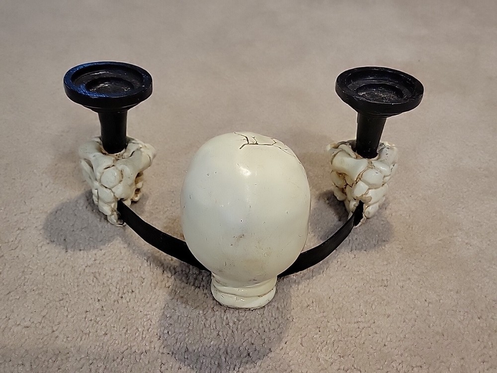 Skull Candle Holder Double Gothic JW Halloween