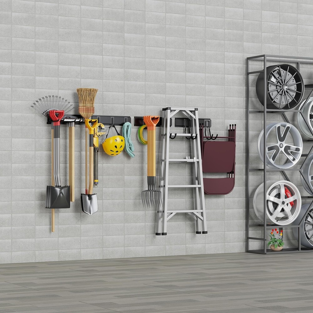 Tool Storage Rack Wall Mount, 64 Inch Adjustable Garden Tool Organizer, Heavy...