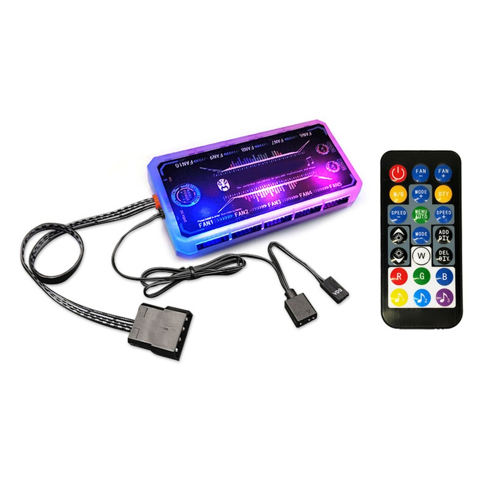 Cooling Fan Hub RGB Fan ARGB Controller Remote Control Computer Case Adapter
