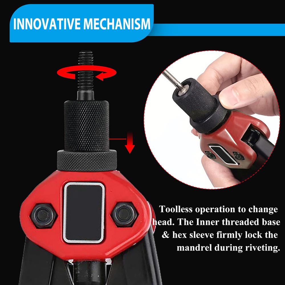 1510PC Rivet Nut Gun Kit Rivnut Setting Tools Nut Setter Tool Hand Blind Riveter