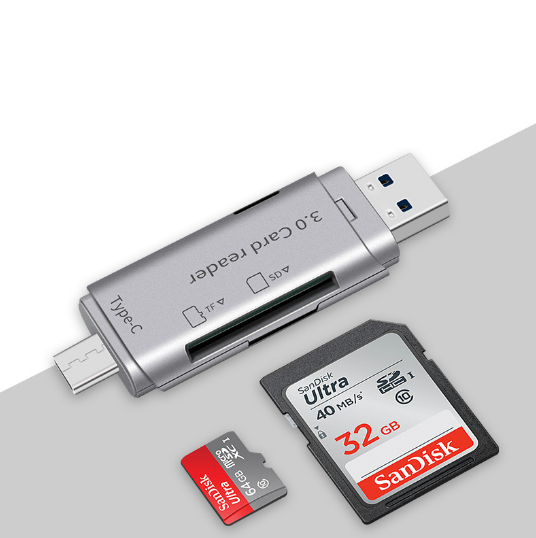 Portable Memory Card Reader Type-C USB3.0 High Sped TF SD Card OTG Card Reader