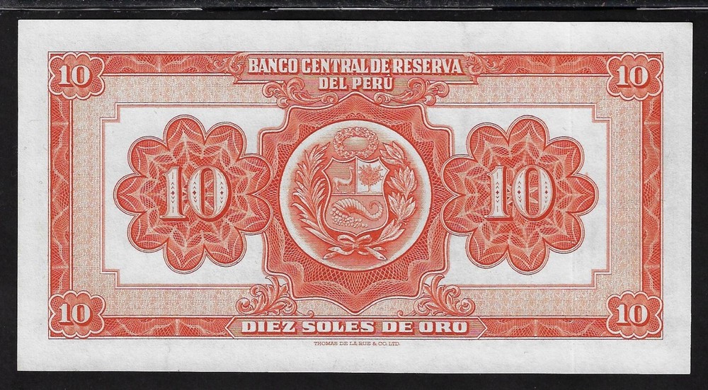 PERU 10 SOLES DE ORO 1955 UNC