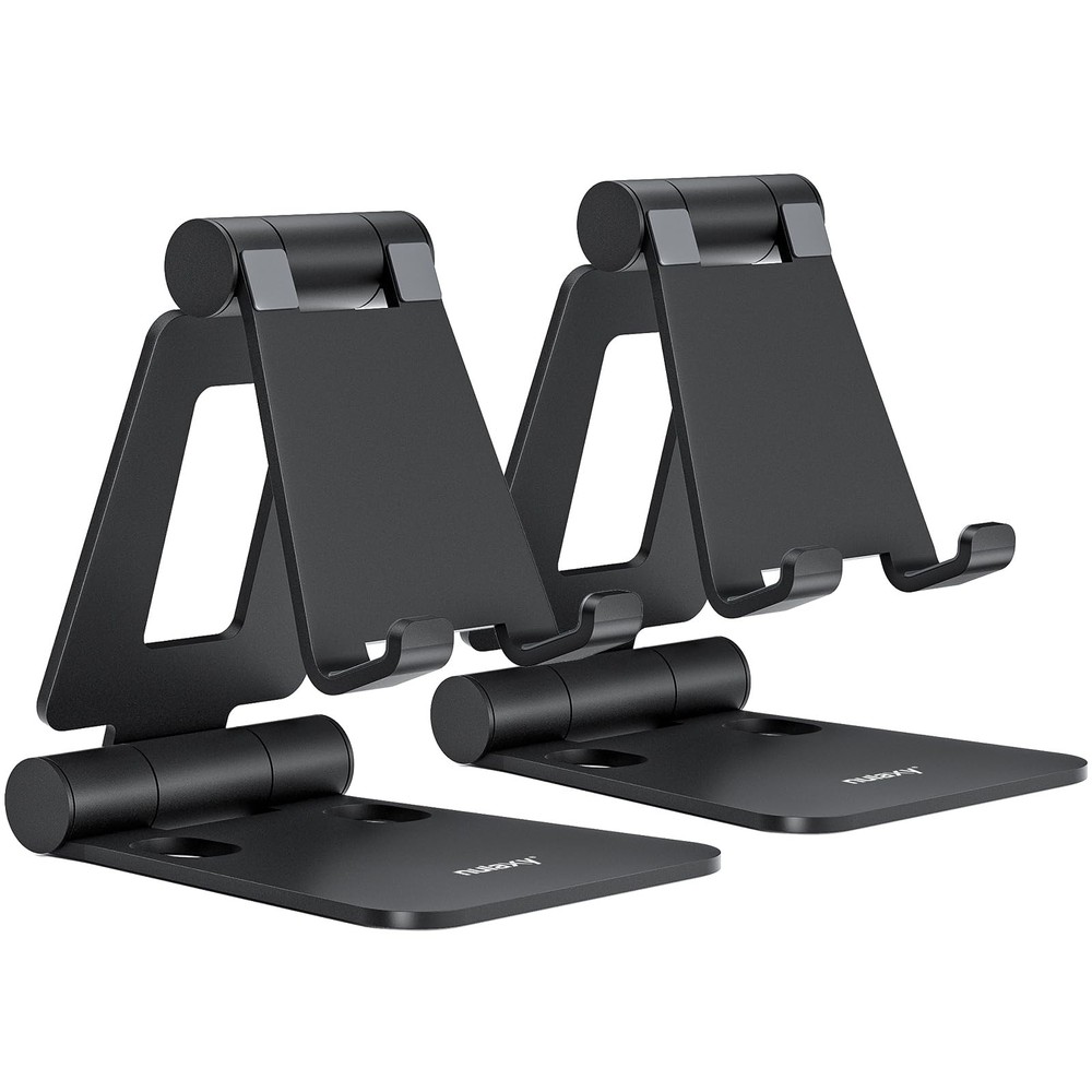 Nulaxy 2 Pack Dual Folding Cell Phone Stand, Fully Adjustable C-Black