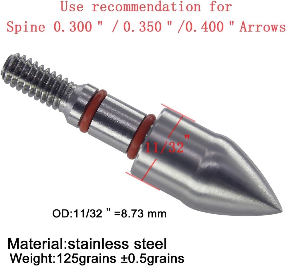 Stainless Steel Archery Field Points, Easy Pull Various OD for 85/100/125/150...