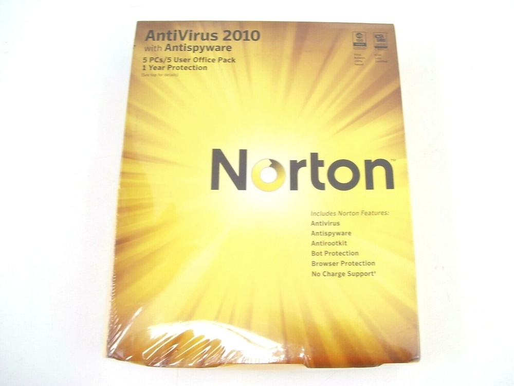 NORTON ANTIVRUS ANTISPYWARE PC FIREWALL SOFTWARE 2010 5 USER OFFICE PACK