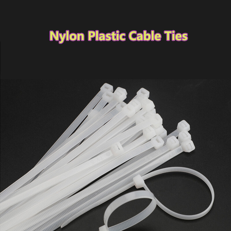 4.7mm Width Nylon Plastic Cable Ties Zip Tie Wraps Strong All Sizes White/Black
