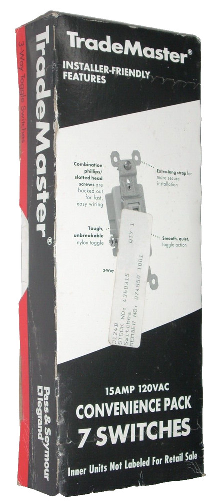 Trade Master 7pc Ivory Light Switch Convenience Pack 15 Amp 120VAC