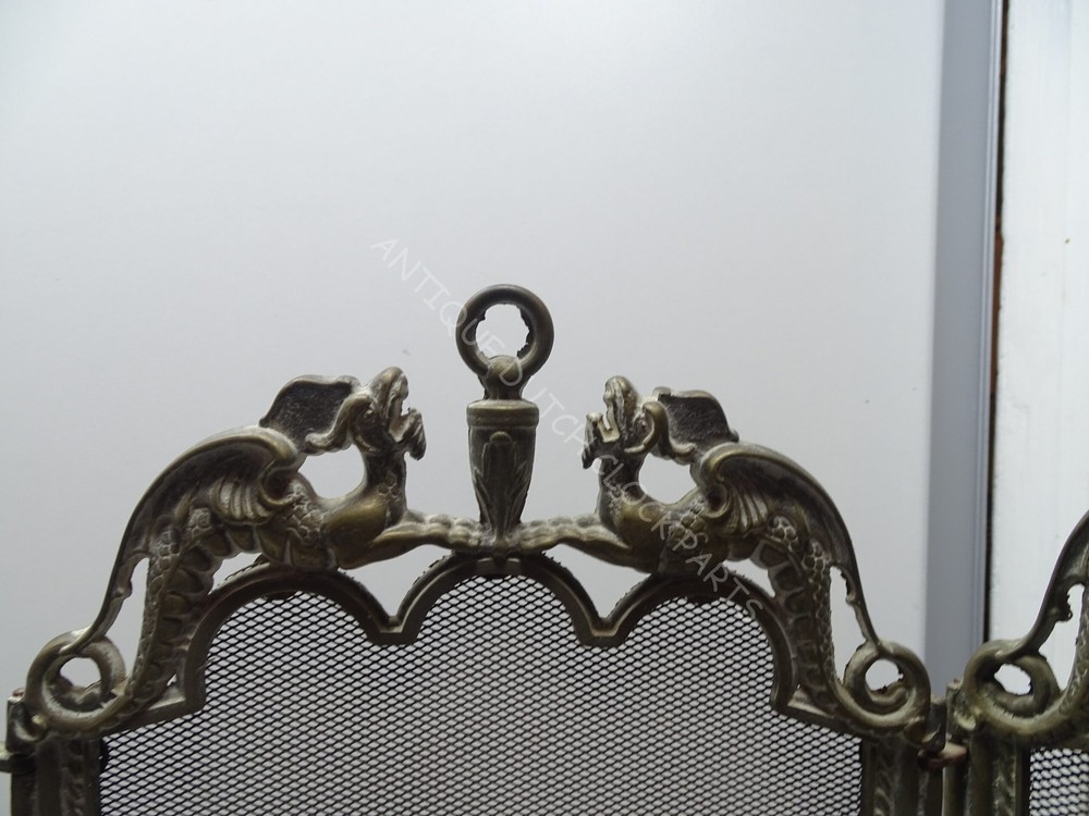 VINTAGE FIRE PLACE SCREEN 4 PANELS WITH DRAGONS