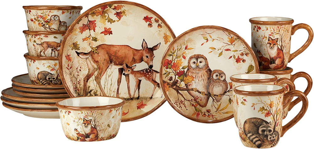 Certified International Pine Forest 16 pc Dinnerware Set Service for 4