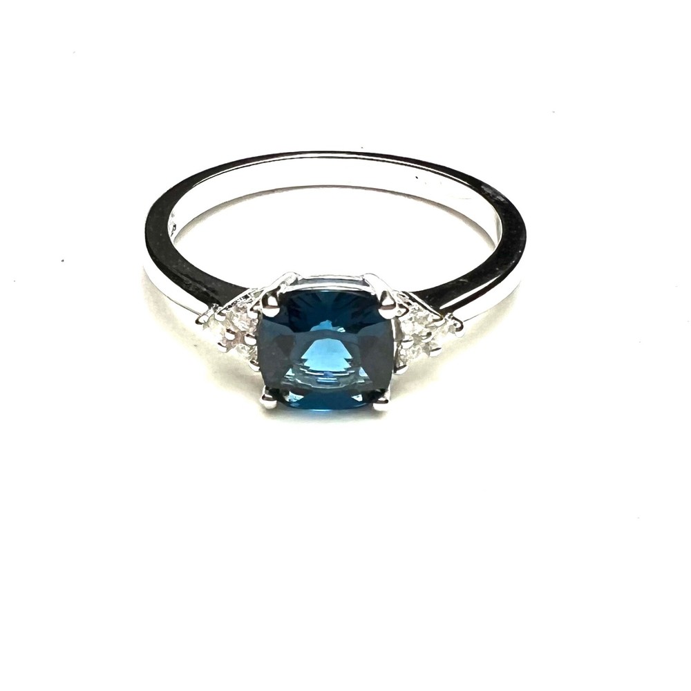 Lab Made London Blue Topaz Ring Solid Sterling Silver 925 , December birthstone