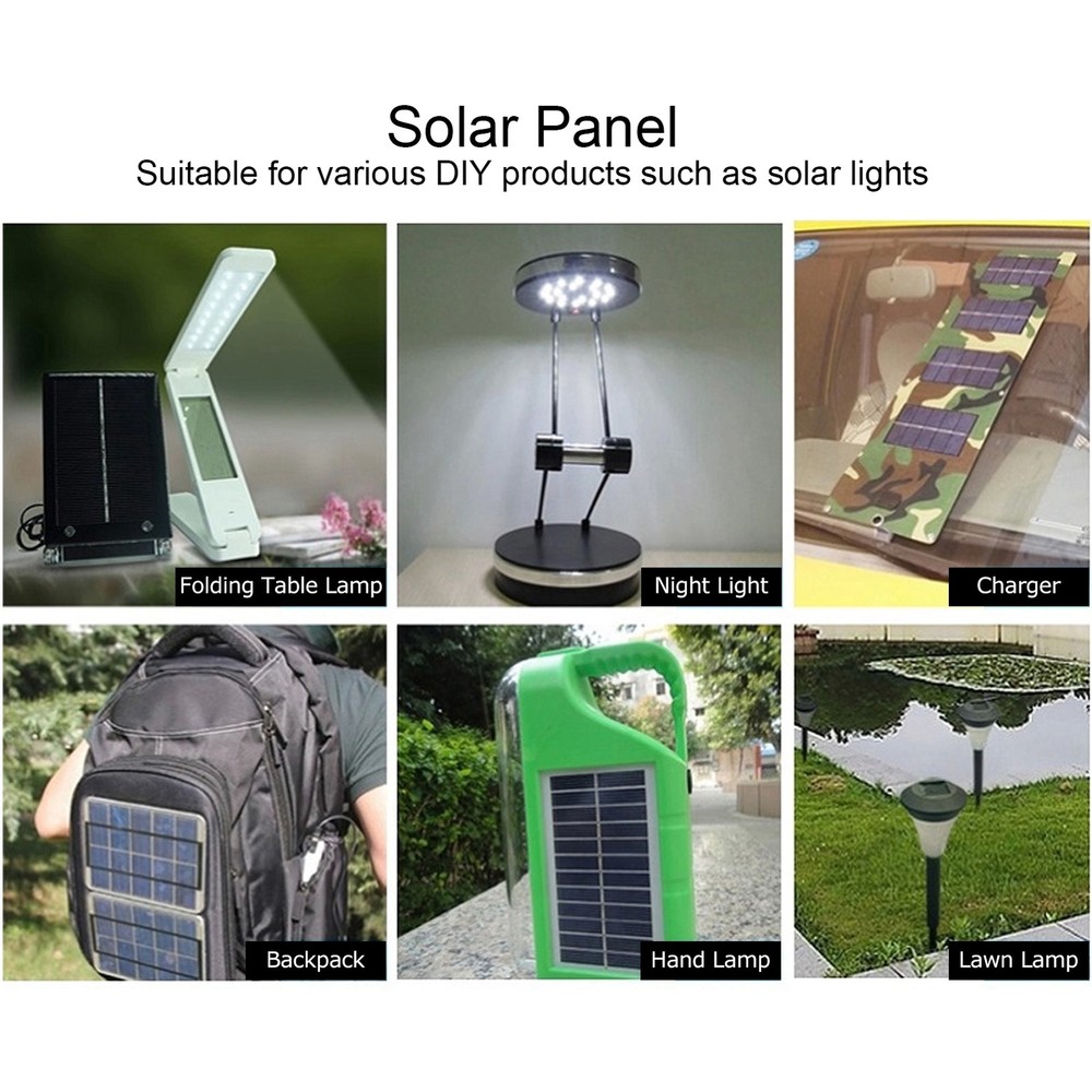 5Pcs Mini Solar Panel Battery Cell Board Module With 30cm Wire DC 0.65W 1.5V