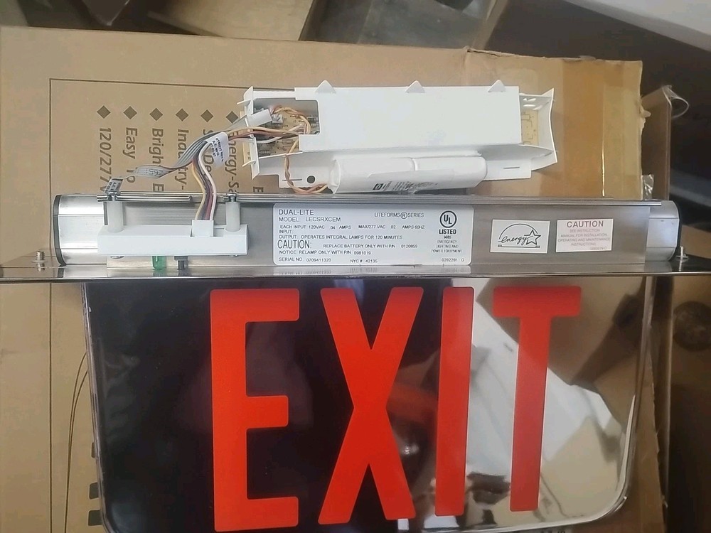 Hubbell LECSRRCE LE Series Edge-Lit LED Exit Sign. New
