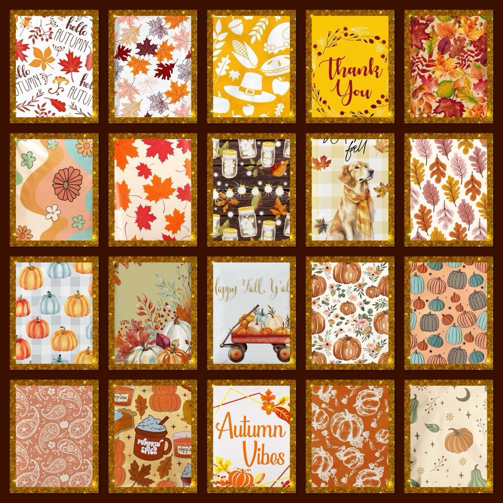 Poly Mailers Autumn Fall, Leaves Assortment 10x13
