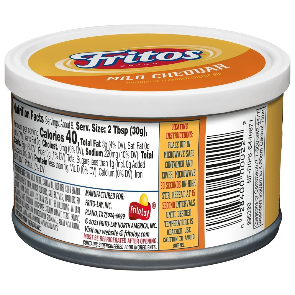 Fritos Mild Cheddar Flavored Cheese Dip, 9 oz Shelf-stable Can