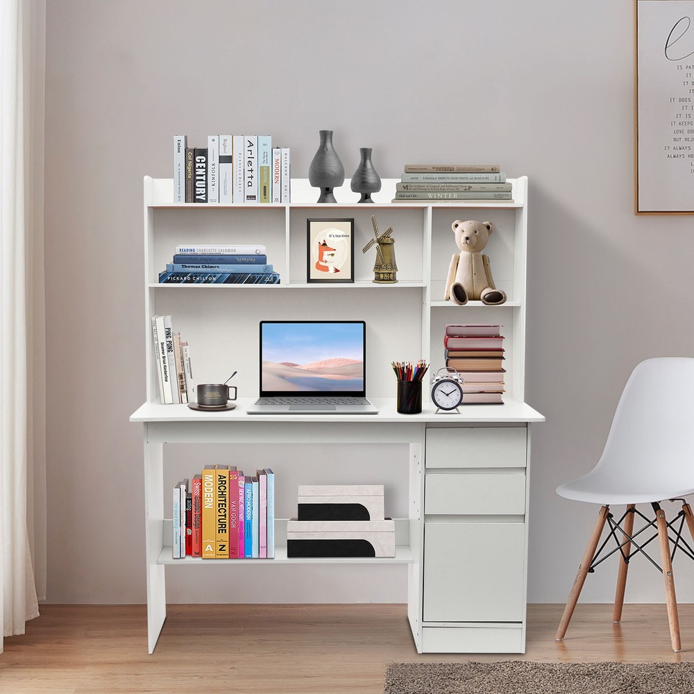 Home Office Desk, Modern Computer Desk,Freestanding Rectangular Wood Office Desk