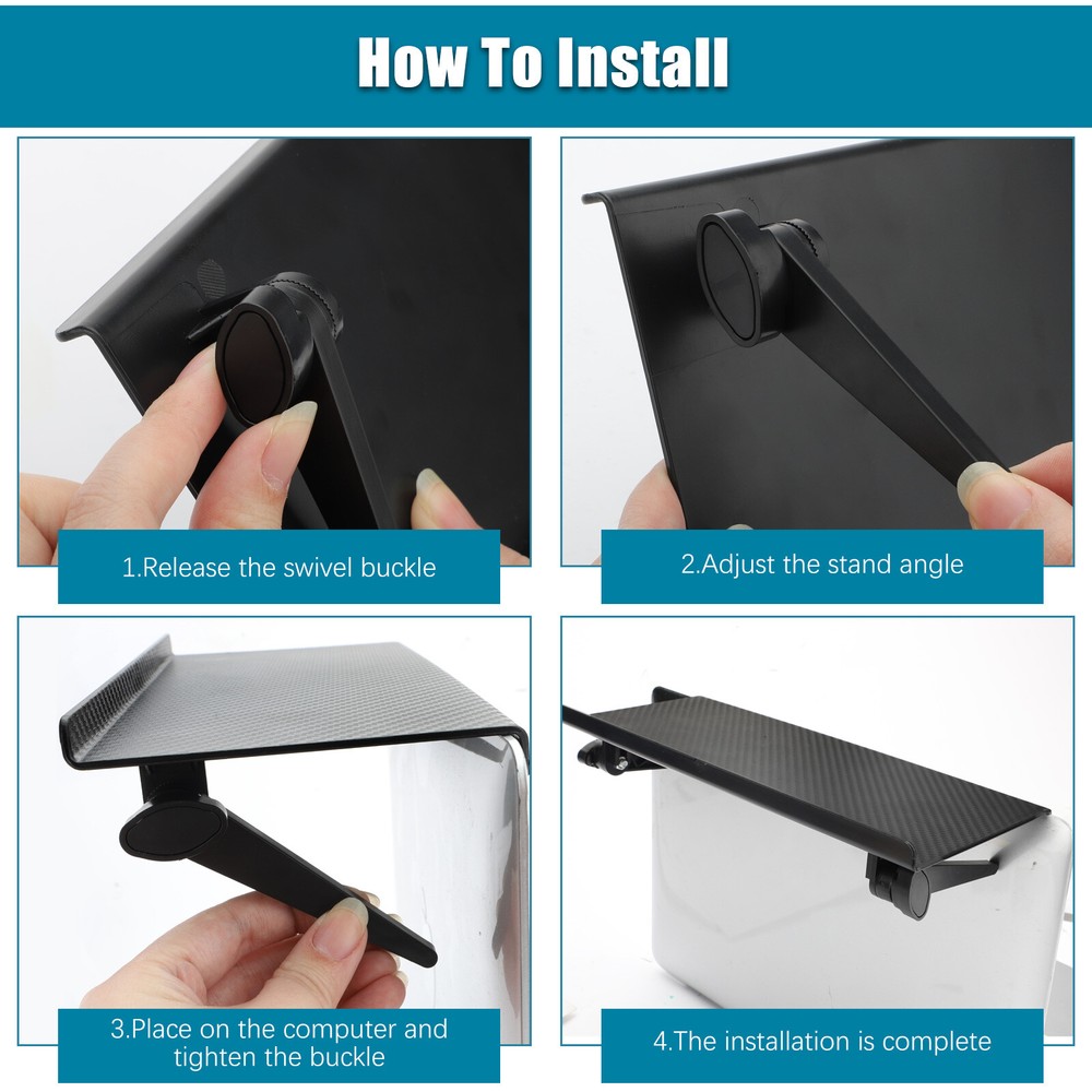 TV Computer Screen Set-Top Shelf, Desktop Storage Organizer, Adjustable Bracket