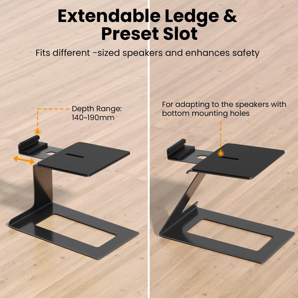 Desktop Speaker Stands Pair, Speaker Riser for Most Small & Medium Bookshelf ...