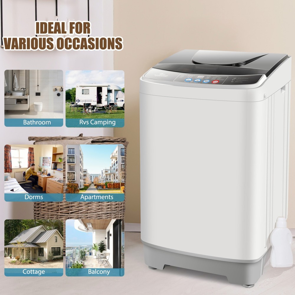 Full Automatic Washing Machine 17.8Lbs Compact Laundry Washer with Drain Pump