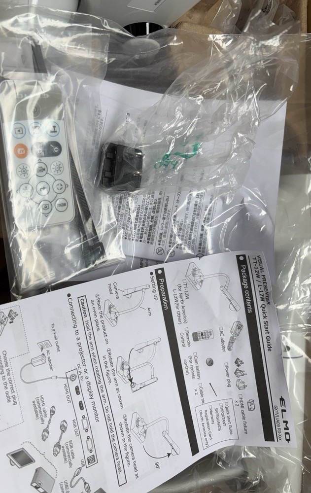 Elmo TT-12W Visual Presenter NIB Projector Missing AC Adapter Incomplete