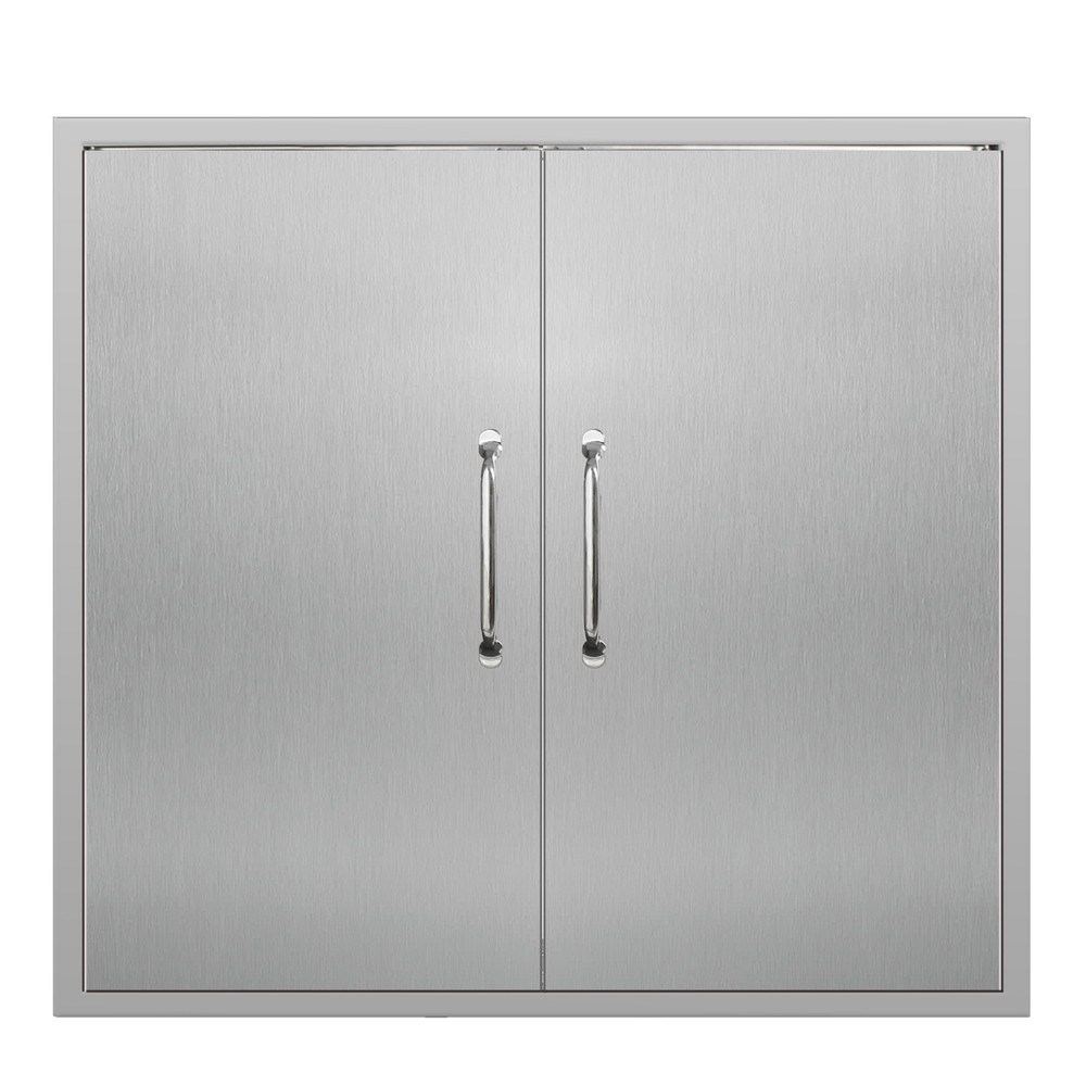 Outdoor Kitchen Doors with Handle Stainless Double Access Flush Mount Door