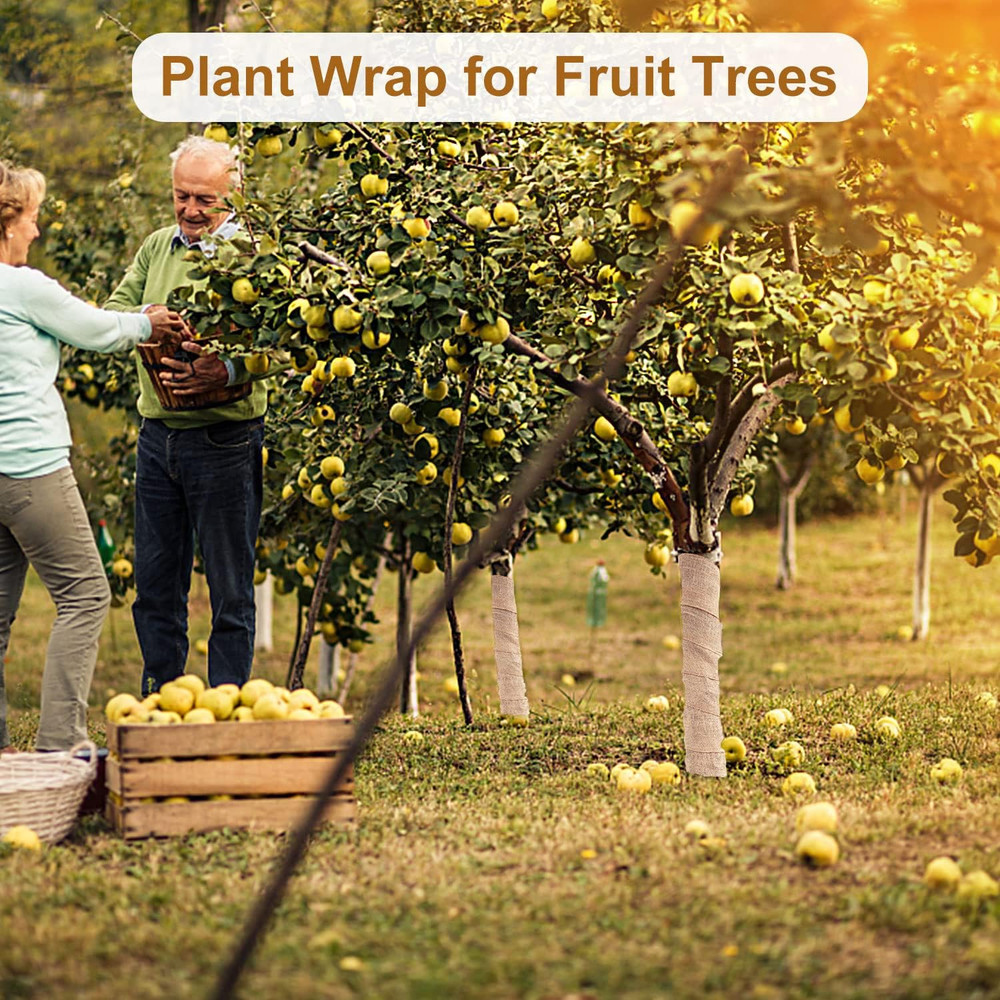 2 Rolls Burlap Tree Protector Wraps 7.8 × 9.8 Winter Tree Trunk Guards Protect