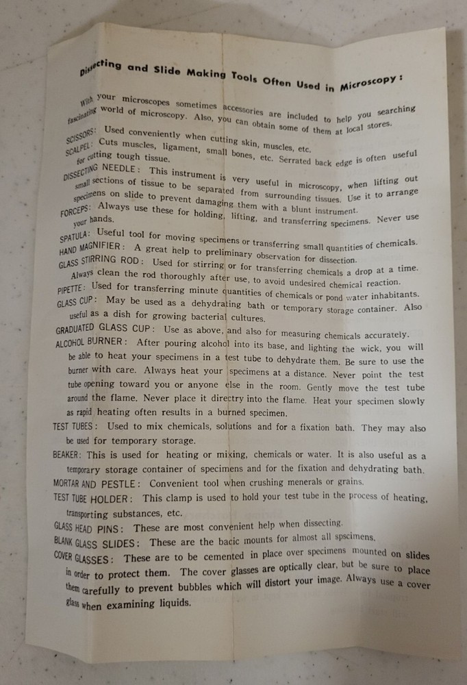 Vintage Monolux Microscope Model #6126N Inside Items Sealed (Damaged Open Box)