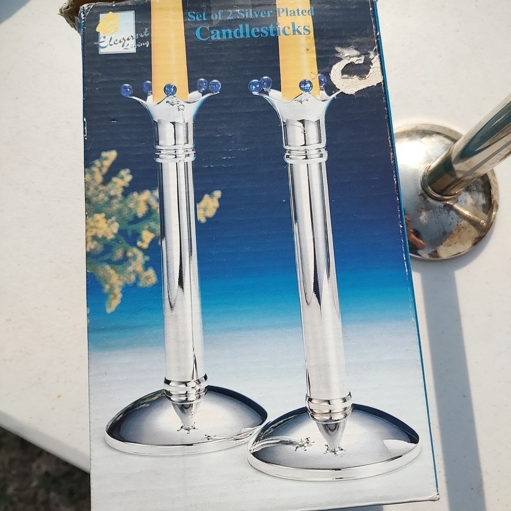 Vintage Swedish Silver Plated Jester Crown Candlestick Holders
