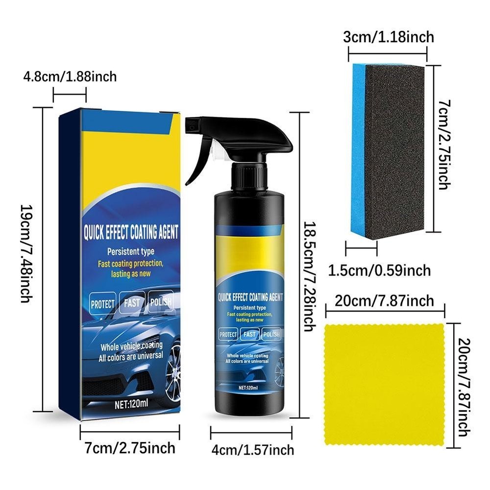 1PCS Car Coating Spray, 3 in 1 Multi-functional Quick 120 ml Effect S6I2