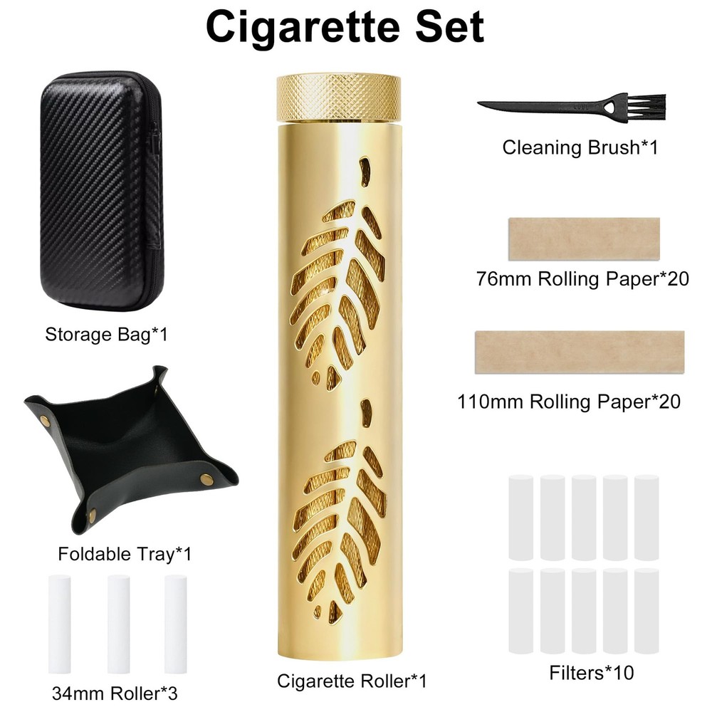 Cigarette Rolling Machine, Joint Roller Vintage with 76mm/110mm Papers, Filte...