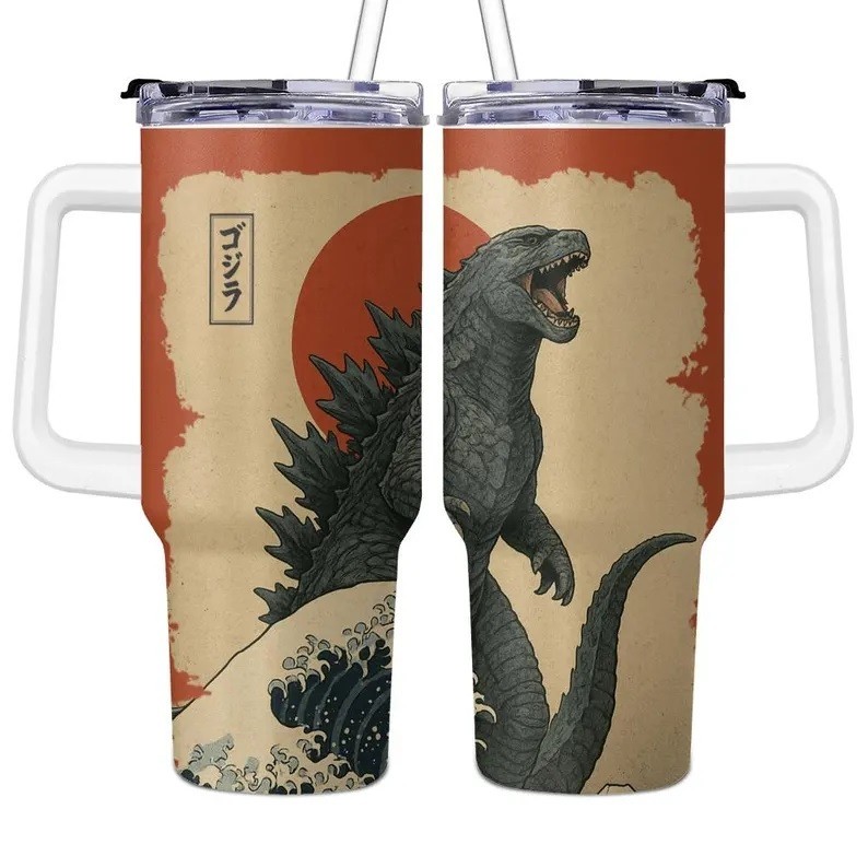 Godzilla 40oz Tumbler with Handle Straw