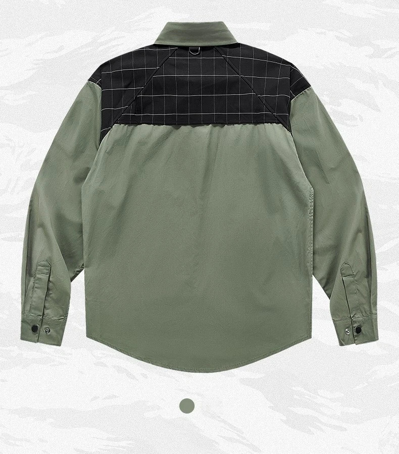 sale Functional Patchwork Long Sleeve Shirt Spring Autumn Multi-Pocket Jacket