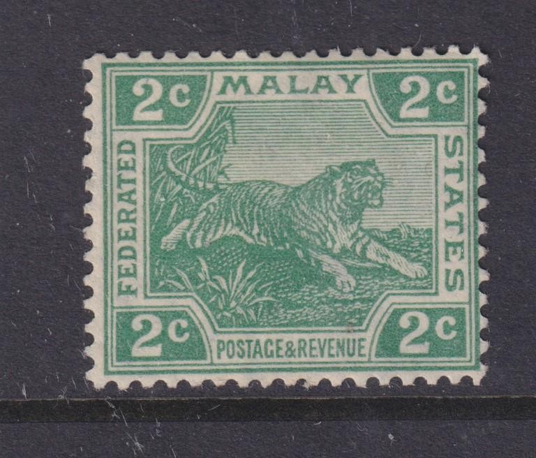 FEDERATED MALAY STATES, 1922 Script CA, 2c. Green, heavy hinged.