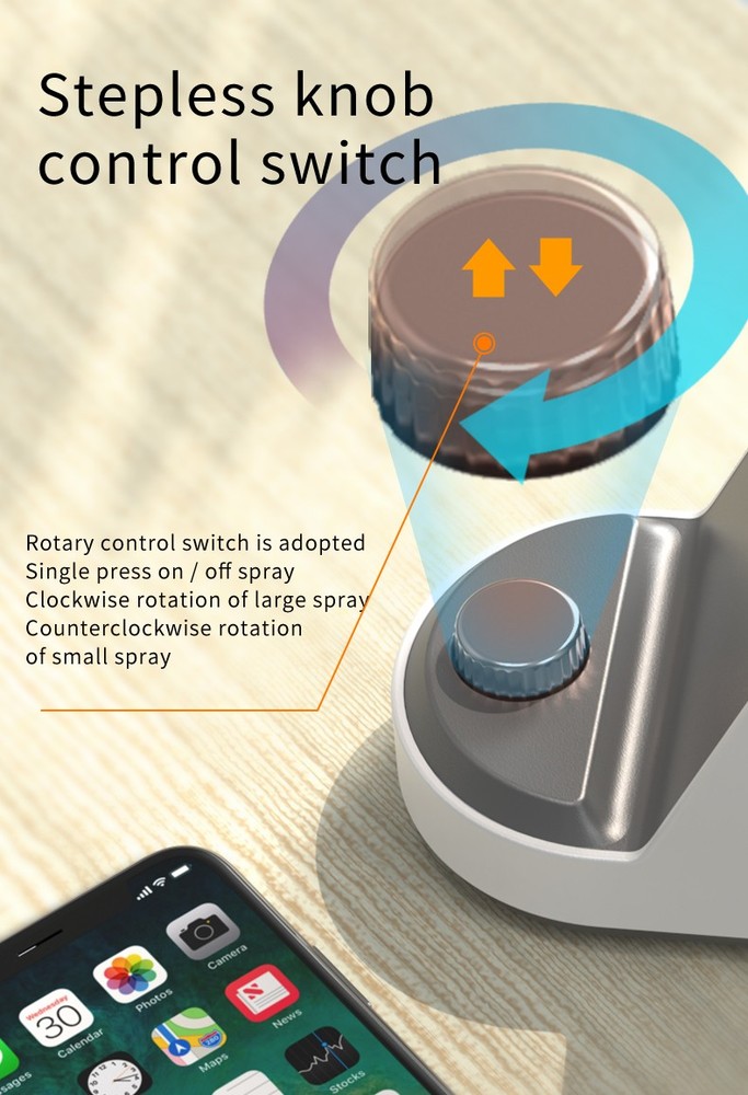 Adjustable Spray Size Wireless Charging Humidifier Over Voltage Protection