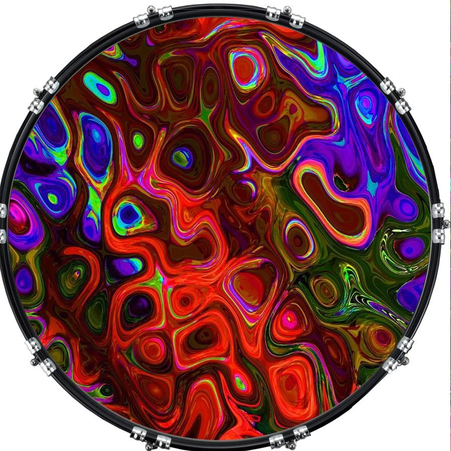 20" Custom Bass Kick Drum Front Head Graphical Colorful 3