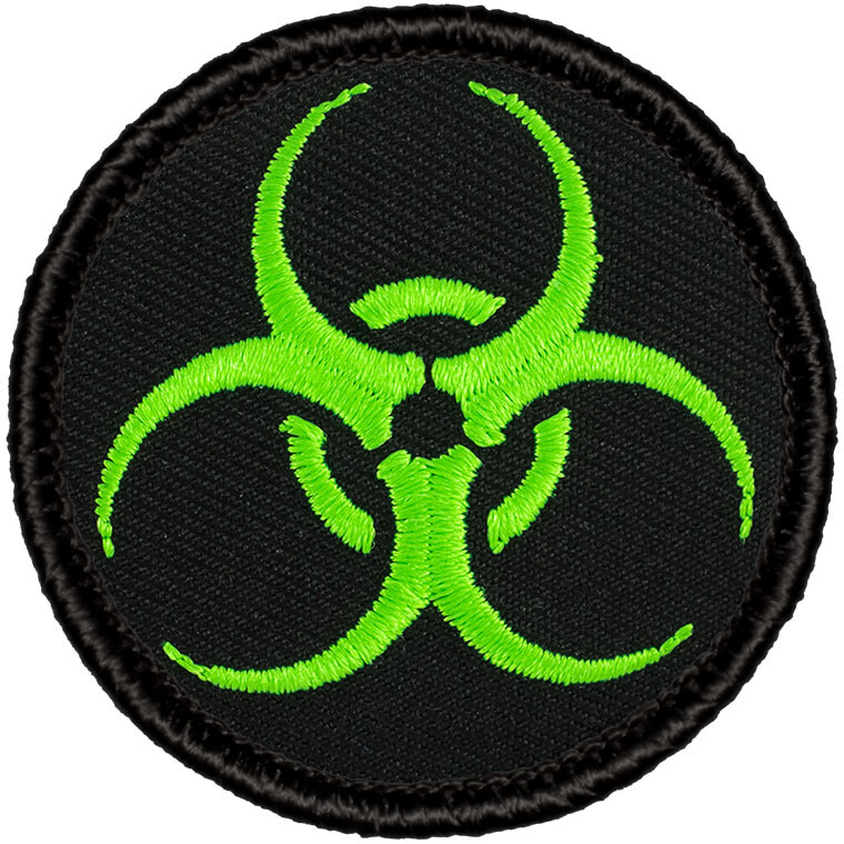 Neon Green Bio-hazard Patrol Patch - 2" Round Embroidered Patch