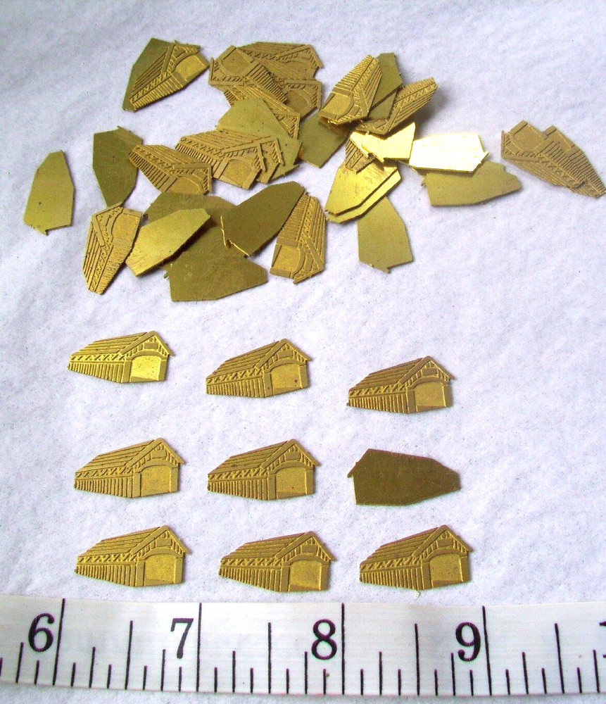 72 pcs. Raw Brass Stamping Finding- Small COVERED BRIDGE Shape