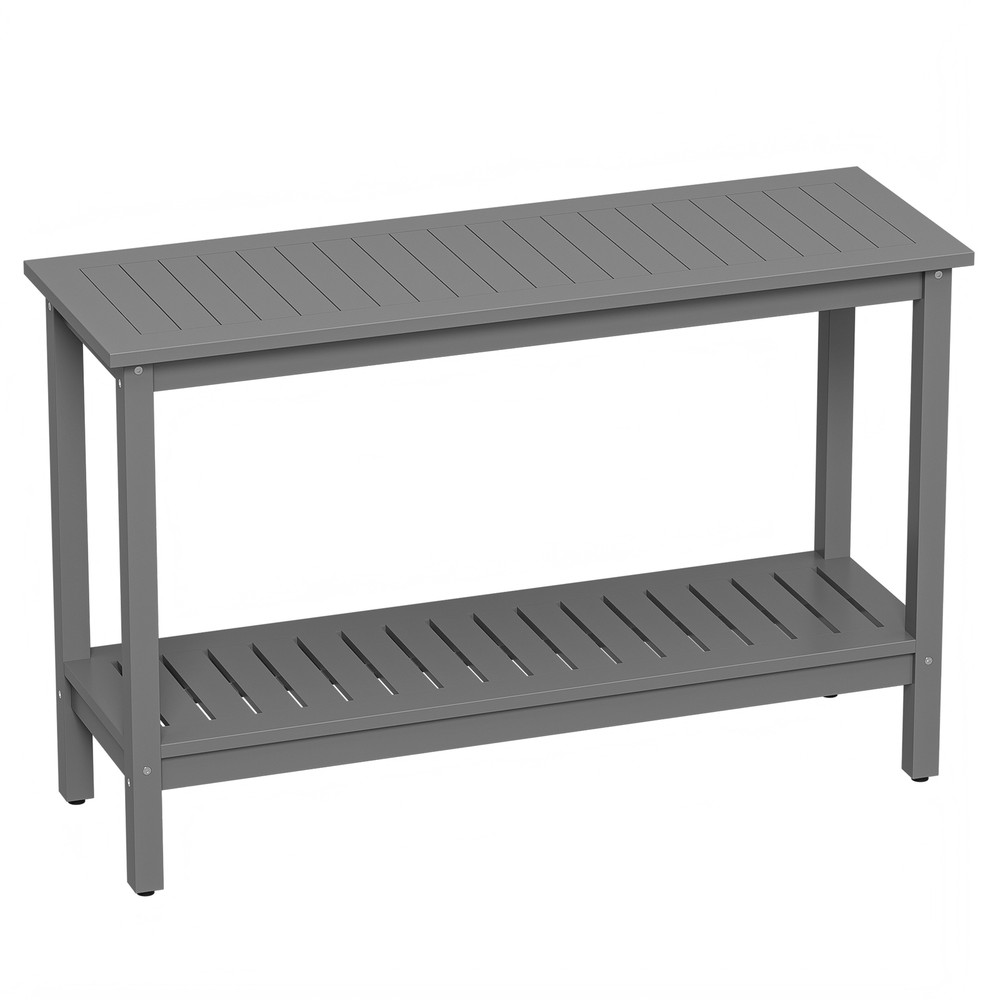 Console Table 48" Patio Side Accent Table Multifunctional with Foot Sliders Grey