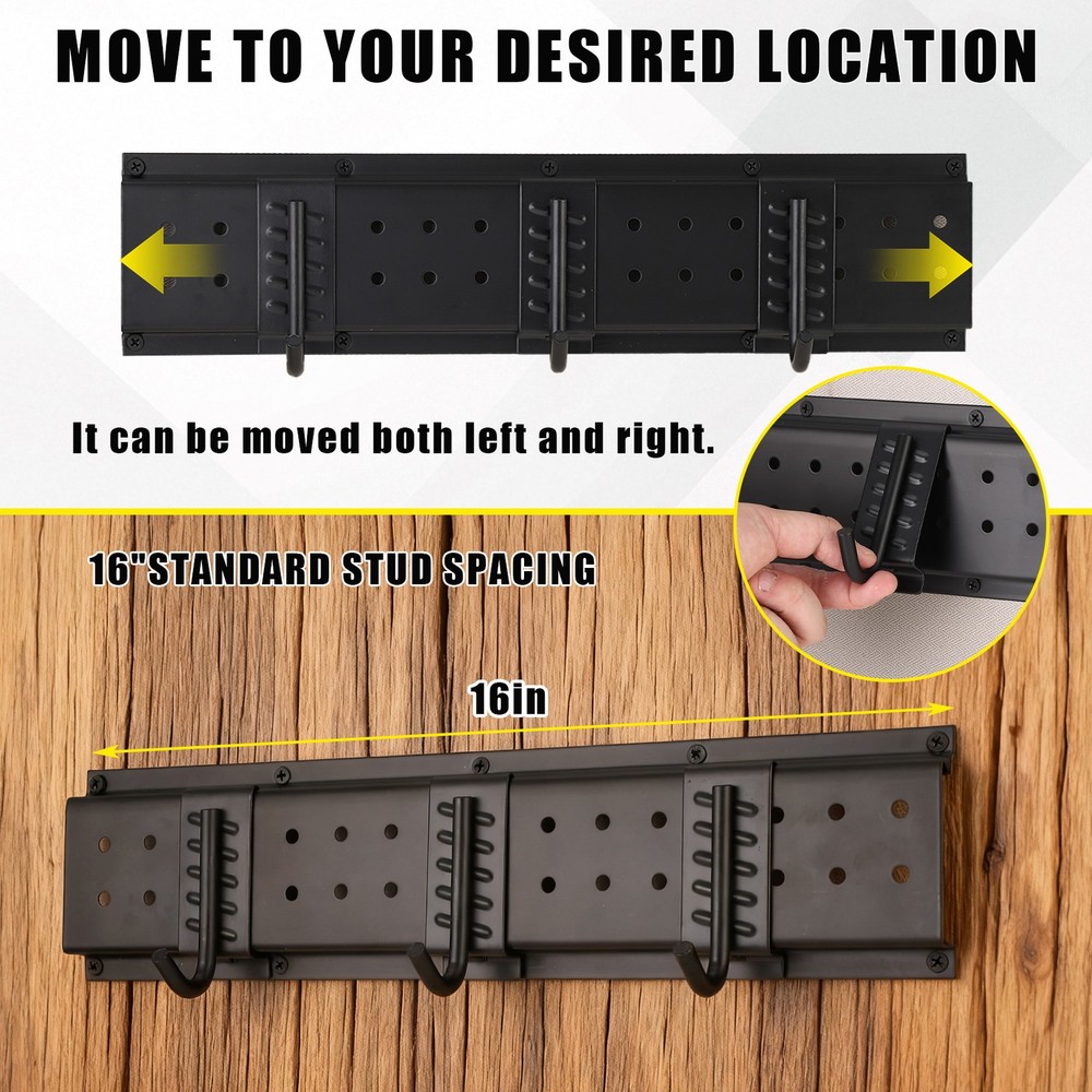 GRAVEE 64 Inch Garage Tool Organizer Wall Mount with 12 Adjustable Hooks Storage